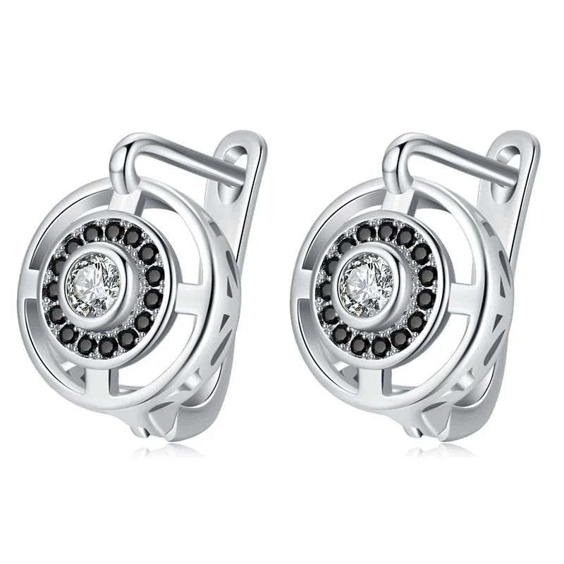 FCJ Luxury Copper Crystal Earrings for Women Shining Zircon-Studded Over-Ear Accessory