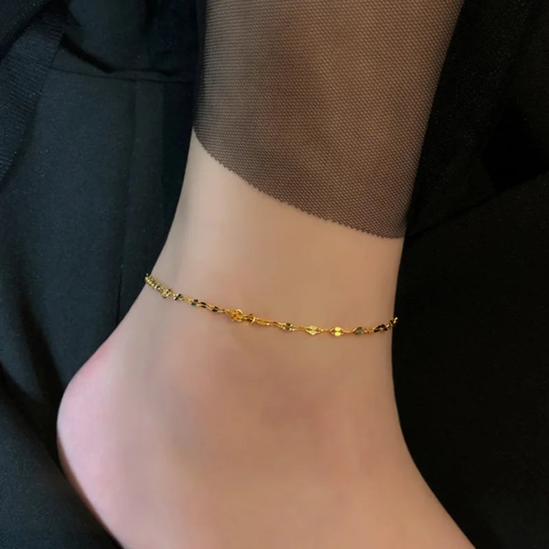 Stainless Steel Anklets Women Metal Gold colour Charm Anklets Summer Jewelry Waterproof Accessories Bijoux Femme