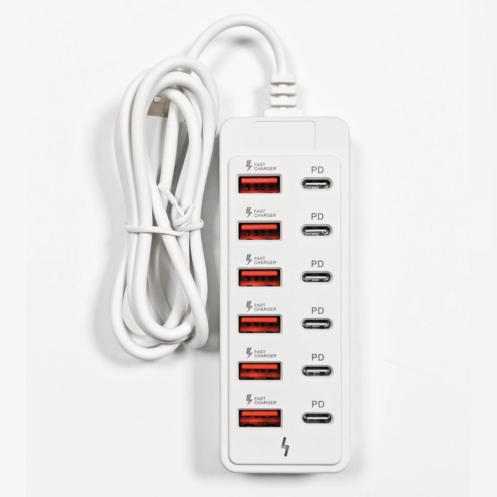 12-Port USB Desktop Charging Station  Smart Multi-Device Charger Hub