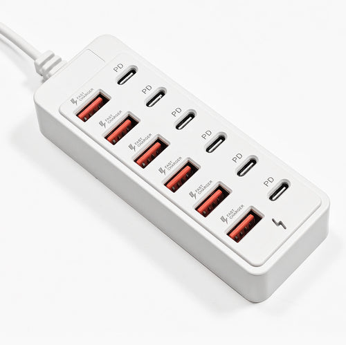 12-Port USB Desktop Charging Station  Smart Multi-Device Charger Hub