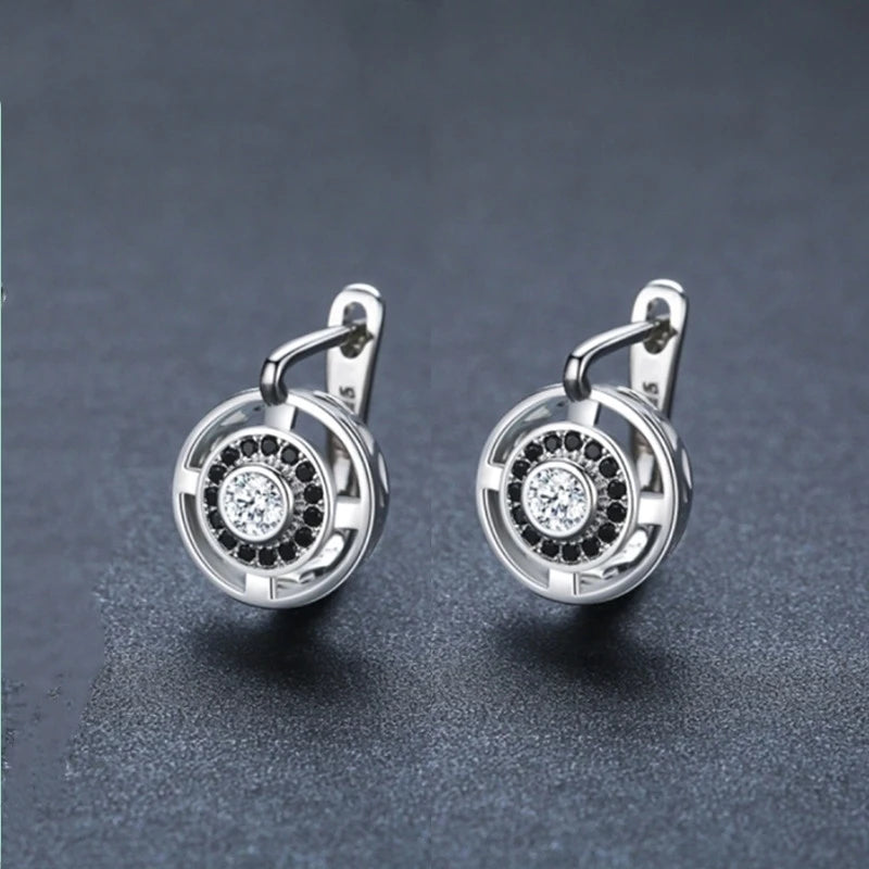 FCJ Luxury Copper Crystal Earrings for Women Shining Zircon-Studded Over-Ear Accessory