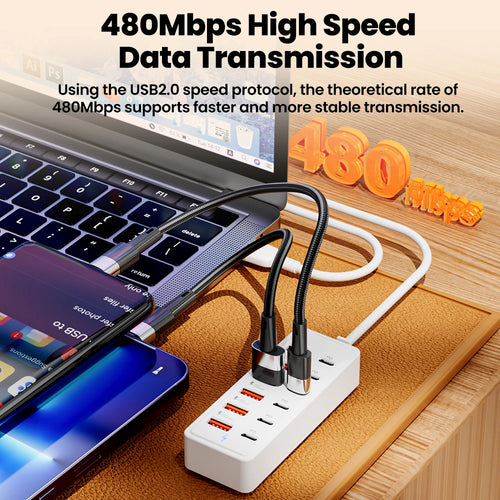 12 IN1 Power Strip Multi Port USB Charger Station Wall Desktop Power Adapter USB Type C Fast Charging Charger For iPhone Samsung