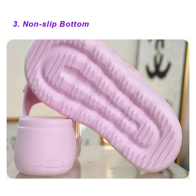 Feerldi New 2025 White Pink Bow-knot Slippers Woman High Platform EVA Slides Designer Sandals Beach Clogs Women Elevator Shoe