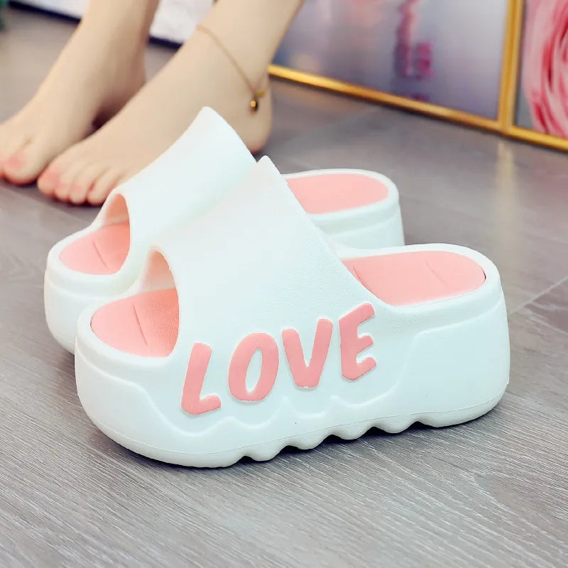 Feerldi New 2025 White Pink Bow-knot Slippers Woman High Platform EVA Slides Designer Sandals Beach Clogs Women Elevator Shoe