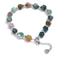 Yhpup Indian Agate Natural Stone Beads Chain Men Bracelet Bangle Stainless Steel Wrist Handmade Summer Jewelry Waterproof