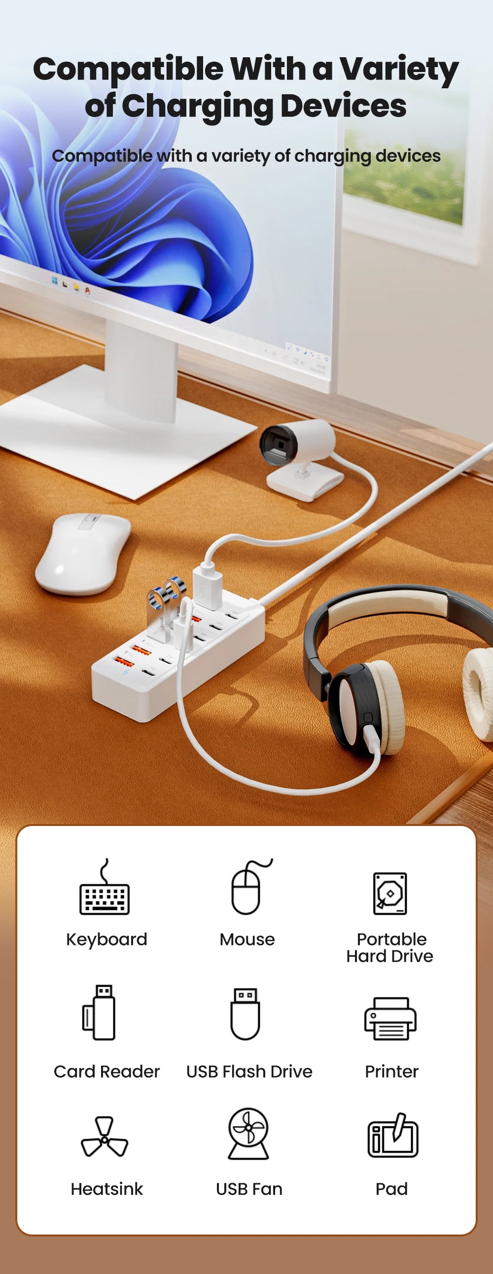 12 IN1 Power Strip Multi Port USB Charger Station Wall Desktop Power Adapter USB Type C Fast Charging Charger For iPhone Samsung