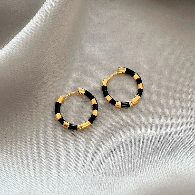 Vintage Colorful Enamel Drip Oil Hoop Earrings For Women 2024 New Trendy Mini Circle Round Temperament Earrings Jewelry Gifts
