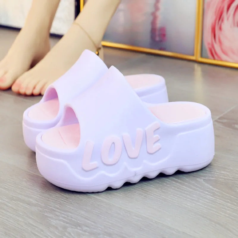 Feerldi New 2025 White Pink Bow-knot Slippers Woman High Platform EVA Slides Designer Sandals Beach Clogs Women Elevator Shoe