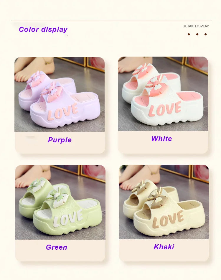 Feerldi New 2025 White Pink Bow-knot Slippers Woman High Platform EVA Slides Designer Sandals Beach Clogs Women Elevator Shoe