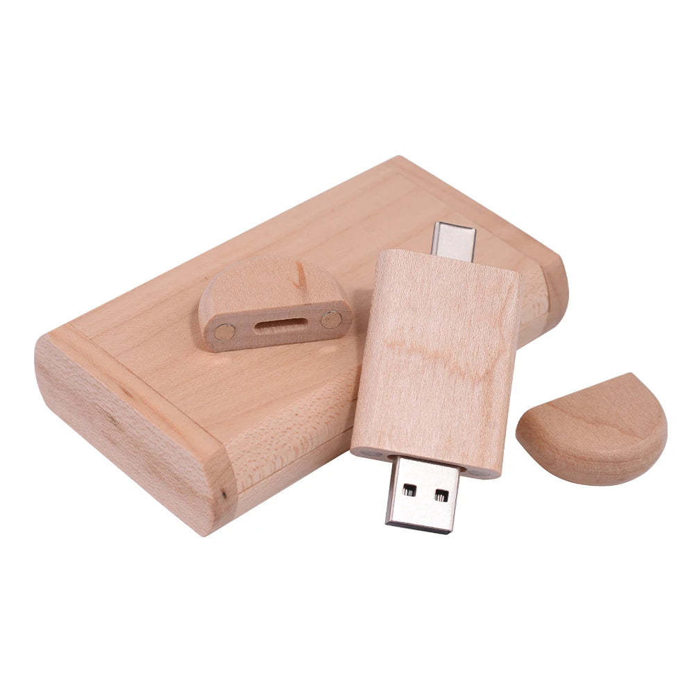 Creative Wooden USB Flash Drive – TYPE-C & USB 2.0 Dual Port