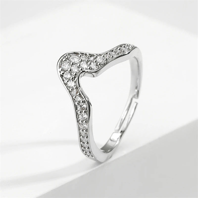 ZAKOL Trendy Irregular Micro Zircon Open Rings for Women INS Personality Geometric Adjustable Ring Girls Party Summer Jewelry