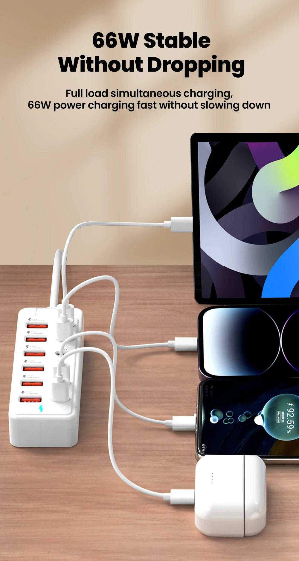 12 IN1 Power Strip Multi Port USB Charger Station Wall Desktop Power Adapter USB Type C Fast Charging Charger For iPhone Samsung