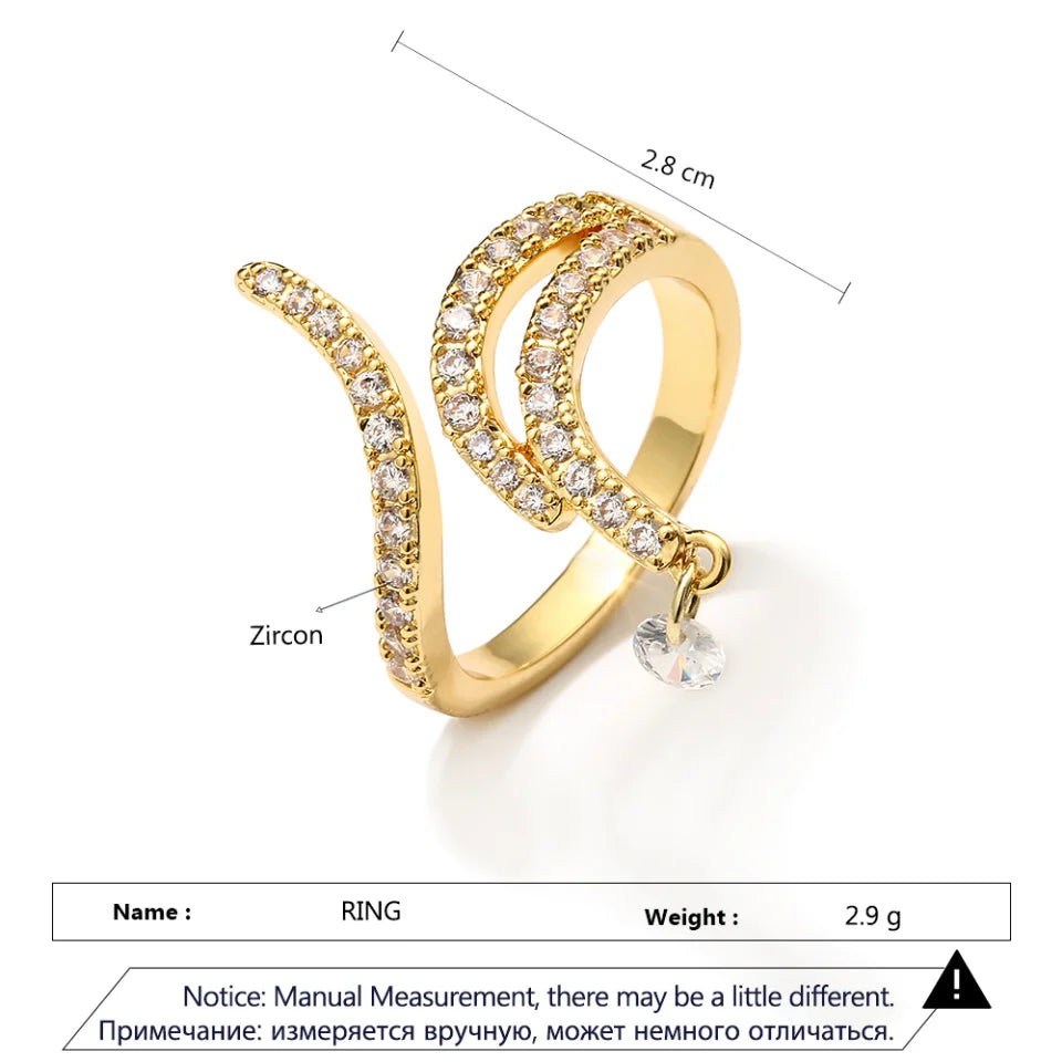 ZAKOL Trendy Irregular Micro Zircon Open Rings for Women INS Personality Geometric Adjustable Ring Girls Party Summer Jewelry