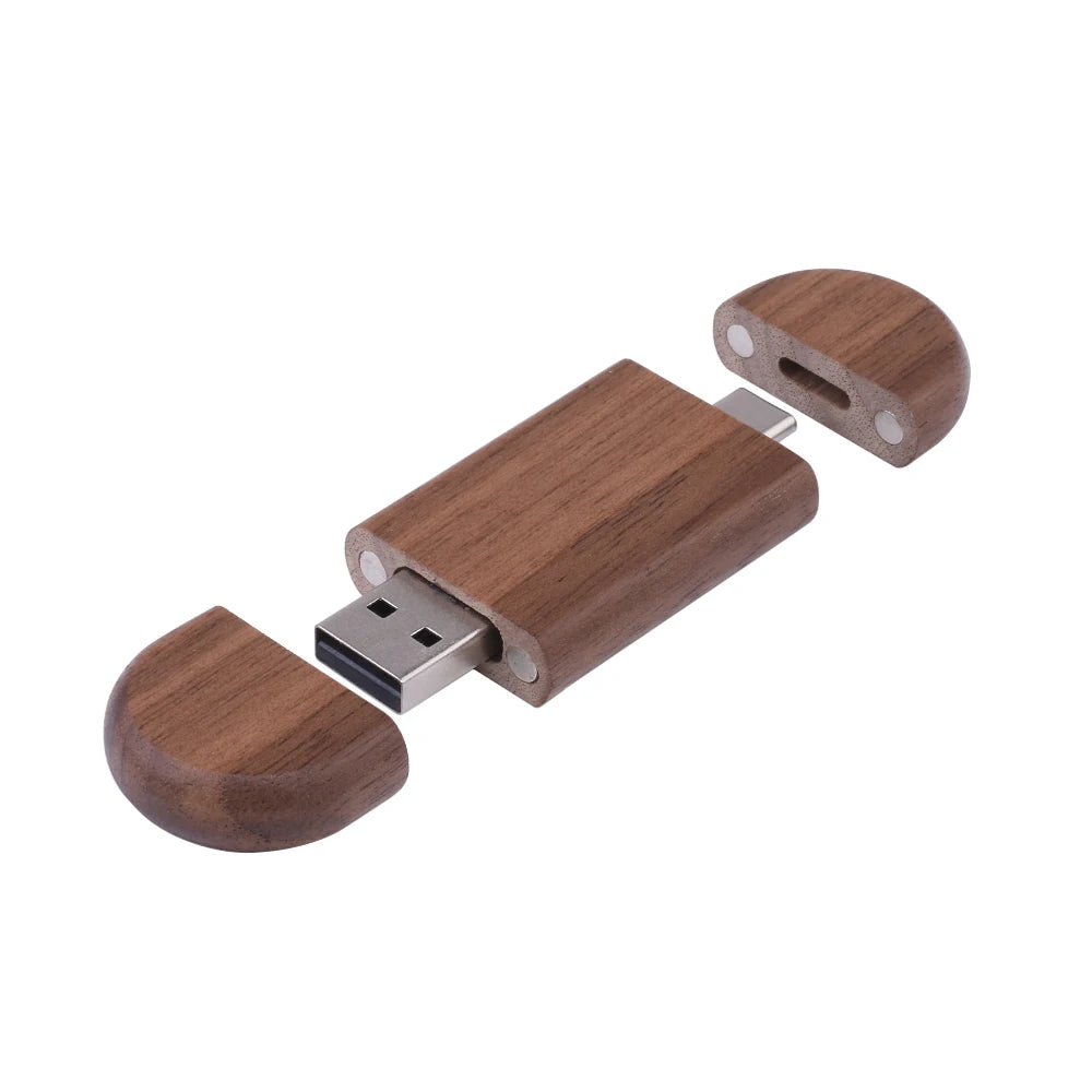 Creative Wooden USB Flash Drive – TYPE-C & USB 2.0 Dual Port