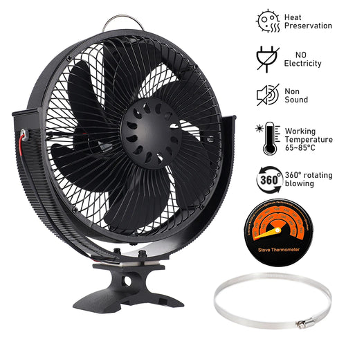 6 Blades New Heat Powered Stove Fan 2-in-1
