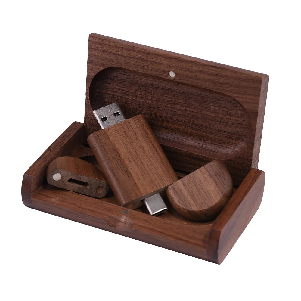 Creative Wooden USB Flash Drive – TYPE-C & USB 2.0 Dual Port