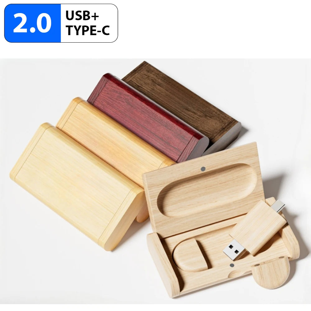 Creative Wooden USB Flash Drive – TYPE-C & USB 2.0 Dual Port