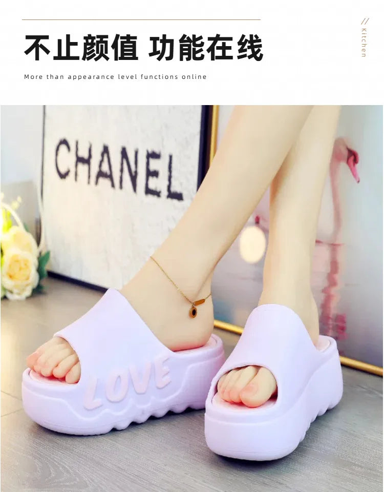 Feerldi New 2025 White Pink Bow-knot Slippers Woman High Platform EVA Slides Designer Sandals Beach Clogs Women Elevator Shoe