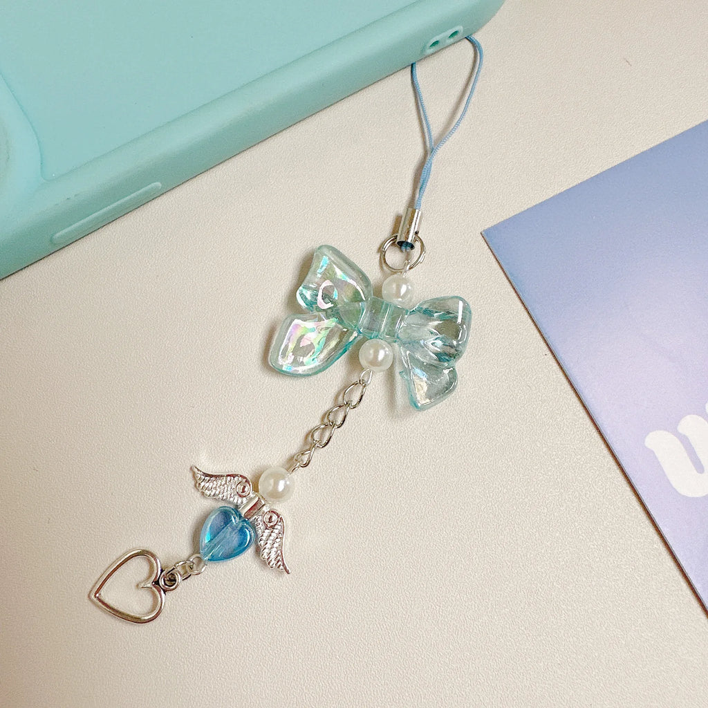 1pcs Phone Charm HYun Phone Chain Trendy Pendant Bow Lanyard Mobile Phone Strap Sweet Girl Key Cord Mobile Lanyard Jewelry Gift