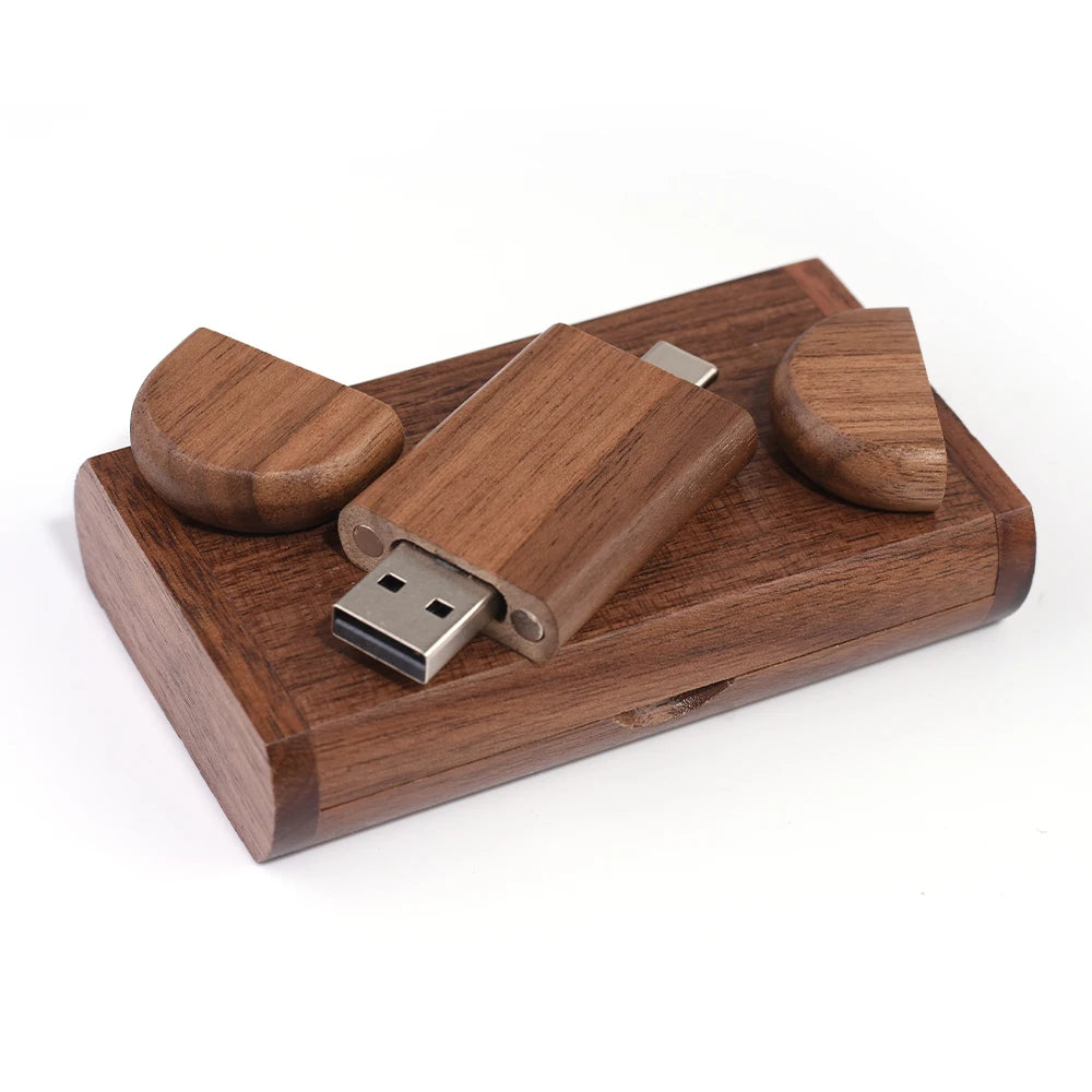 Creative Wooden USB Flash Drive – TYPE-C & USB 2.0 Dual Port