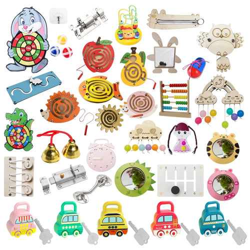 Baby Busy Board Accessories Montessori DIY Wooden Maze Toys Kid Lock  Latch Educational Toys Learning Basic Motor Skills Parts