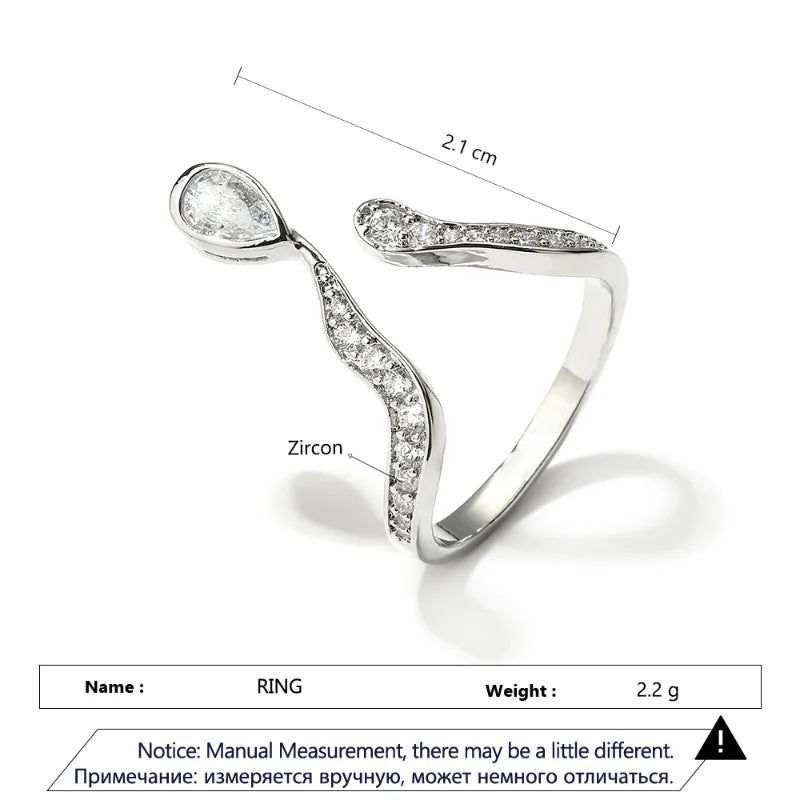 ZAKOL Trendy Irregular Micro Zircon Open Rings for Women INS Personality Geometric Adjustable Ring Girls Party Summer Jewelry