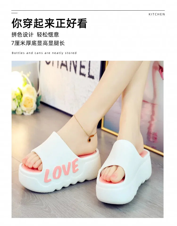 Feerldi New 2025 White Pink Bow-knot Slippers Woman High Platform EVA Slides Designer Sandals Beach Clogs Women Elevator Shoe