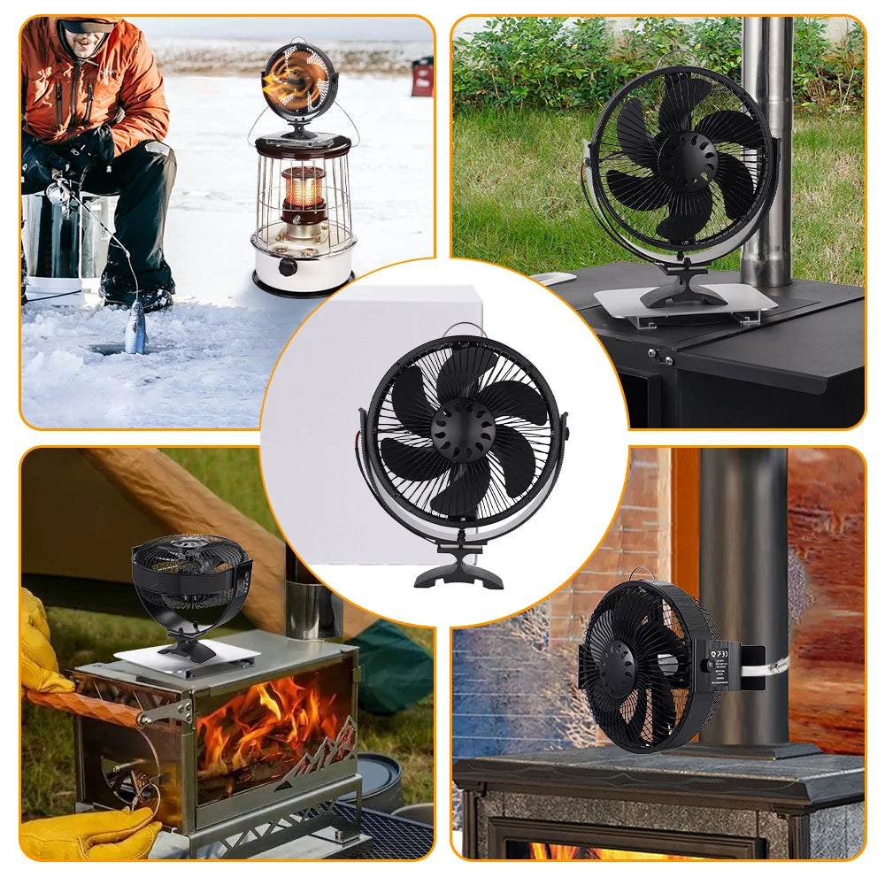 6 Blades New Heat Powered Stove Fan 2-in-1