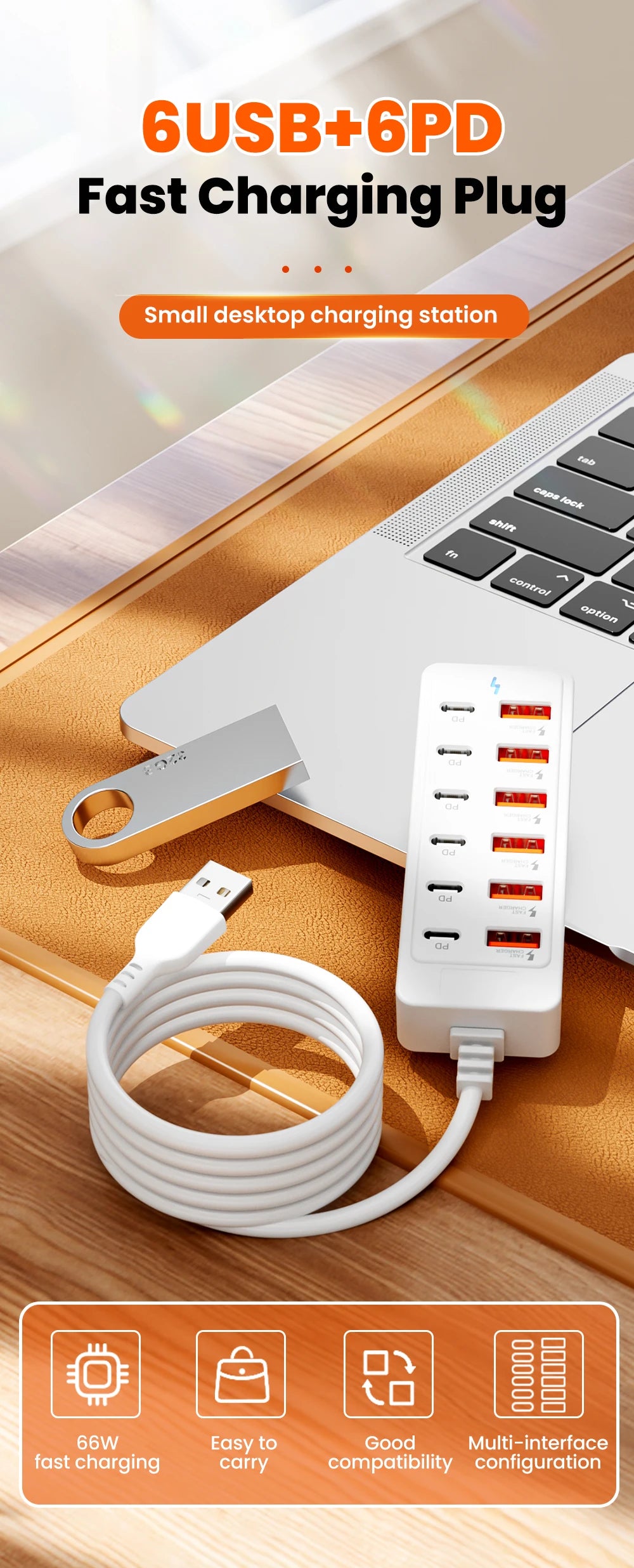 12 IN1 Power Strip Multi Port USB Charger Station Wall Desktop Power Adapter USB Type C Fast Charging Charger For iPhone Samsung