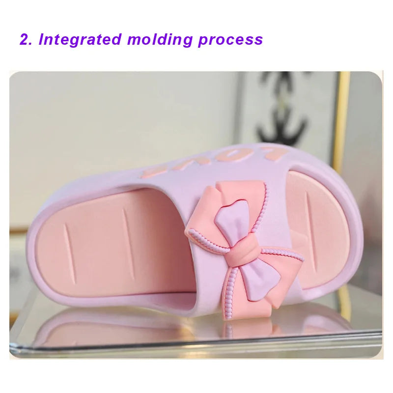 Feerldi New 2025 White Pink Bow-knot Slippers Woman High Platform EVA Slides Designer Sandals Beach Clogs Women Elevator Shoe