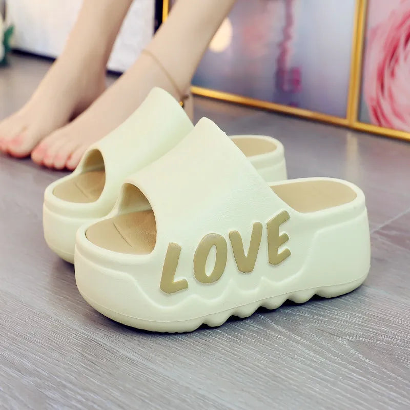 Feerldi New 2025 White Pink Bow-knot Slippers Woman High Platform EVA Slides Designer Sandals Beach Clogs Women Elevator Shoe