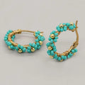Summer Jewelry Daisy Beaded Hoop Earrings Handmade Stainless Steel Hypoallergenic Earring Fashion Gift for Women Teen Girl