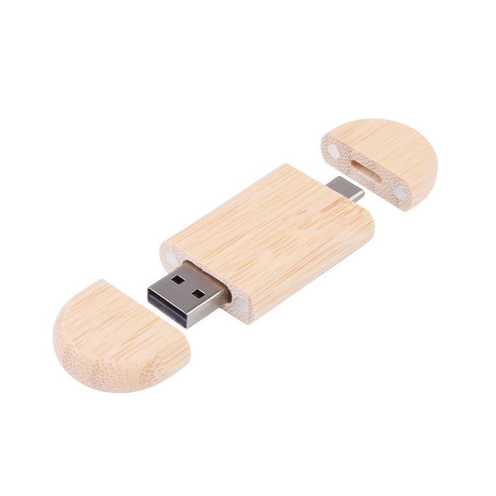 Creative Wooden USB Flash Drive – TYPE-C & USB 2.0 Dual Port