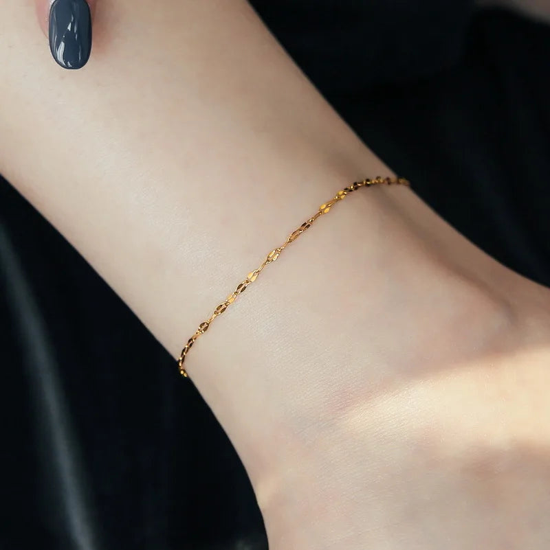 Stainless Steel Anklets Women Metal Gold colour Charm Anklets Summer Jewelry Waterproof Accessories Bijoux Femme