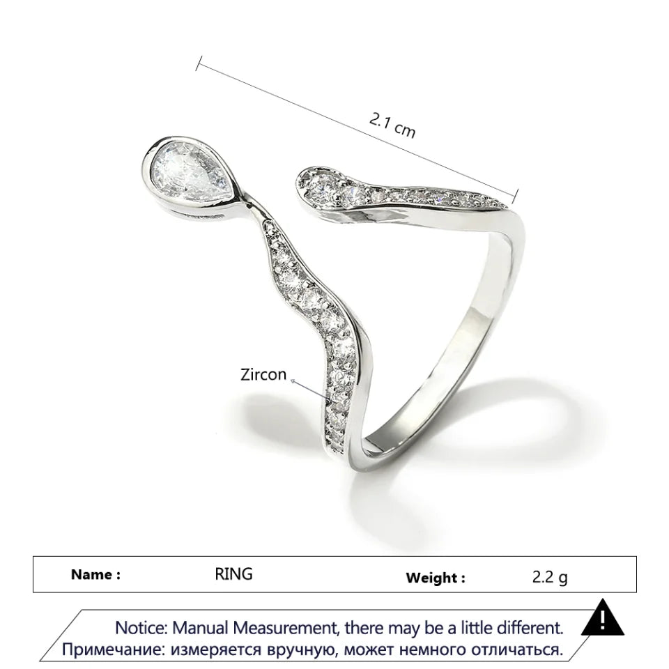 ZAKOL Trendy Irregular Micro Zircon Open Rings for Women INS Personality Geometric Adjustable Ring Girls Party Summer Jewelry