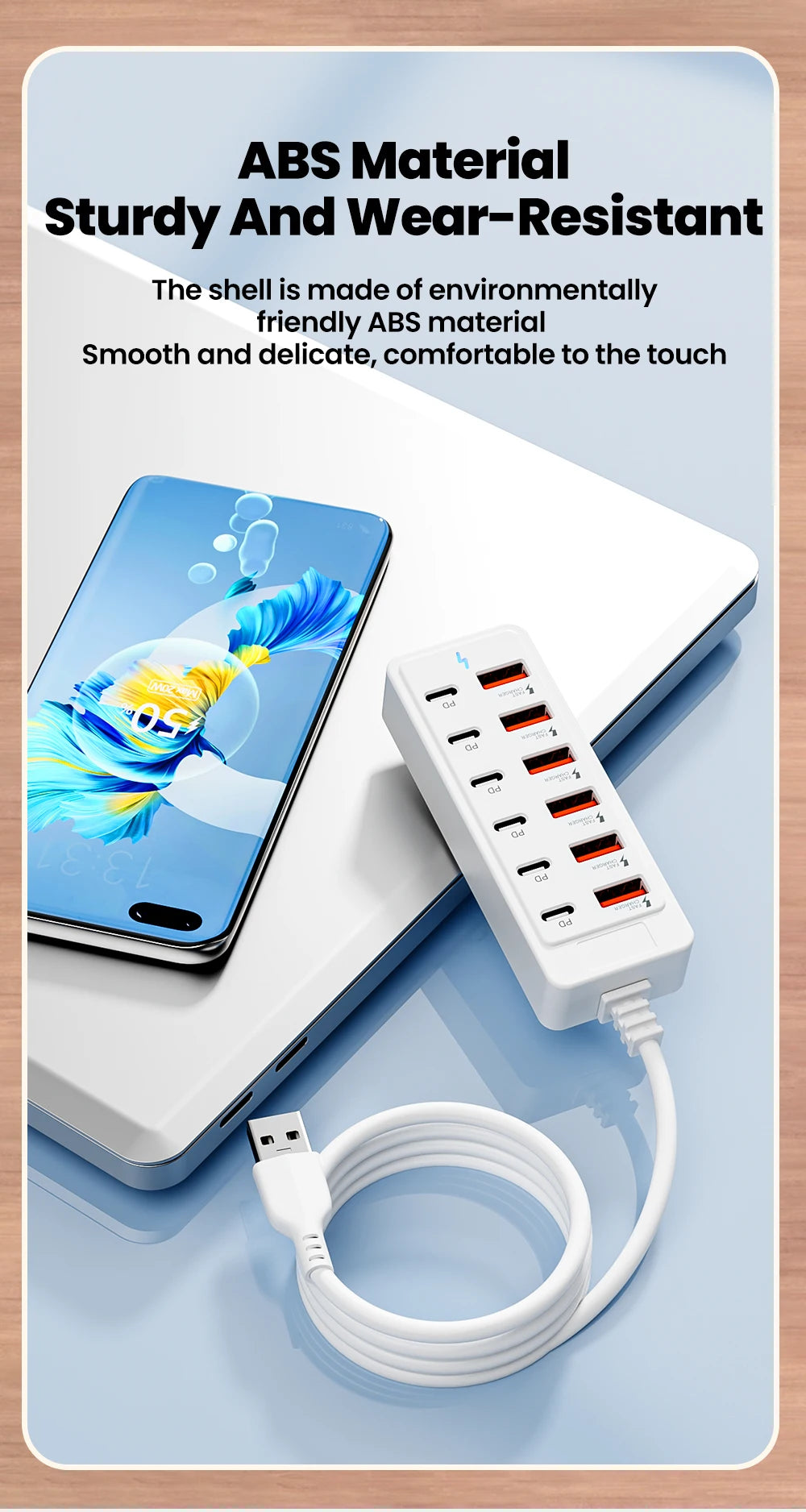 12 IN1 Power Strip Multi Port USB Charger Station Wall Desktop Power Adapter USB Type C Fast Charging Charger For iPhone Samsung