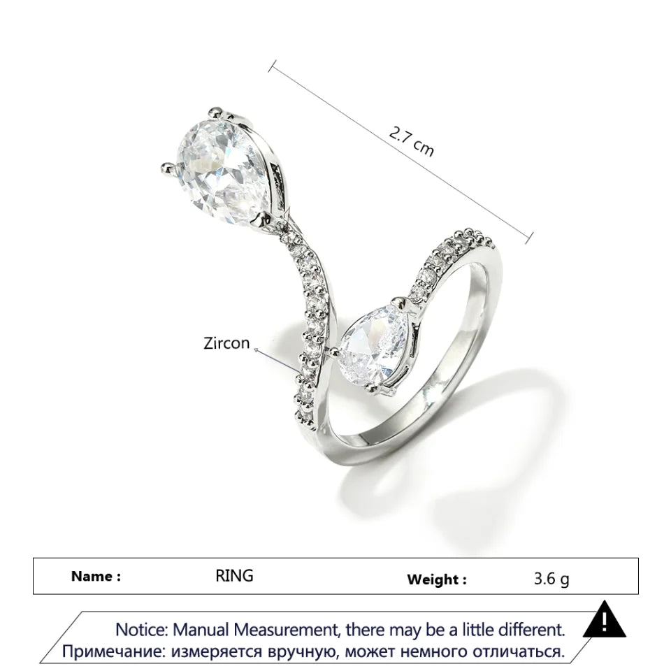 ZAKOL Trendy Irregular Micro Zircon Open Rings for Women INS Personality Geometric Adjustable Ring Girls Party Summer Jewelry