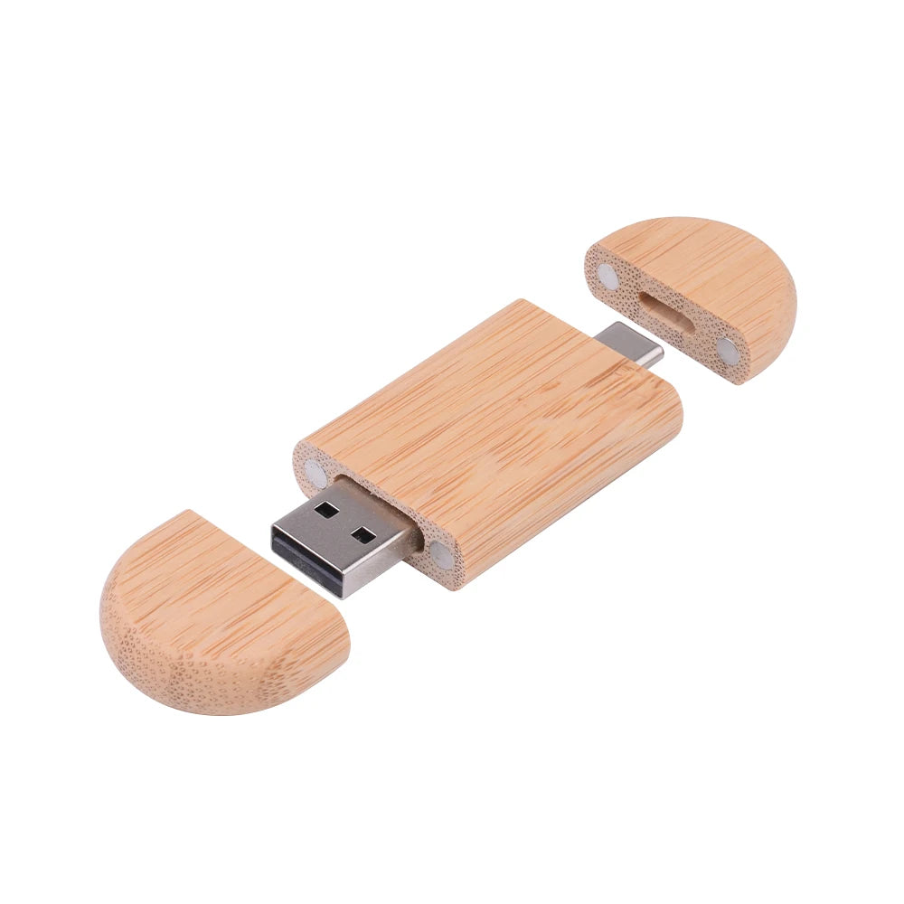 Creative Wooden USB Flash Drive – TYPE-C & USB 2.0 Dual Port