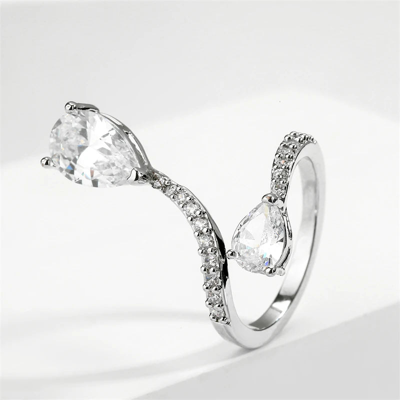 ZAKOL Trendy Irregular Micro Zircon Open Rings for Women INS Personality Geometric Adjustable Ring Girls Party Summer Jewelry