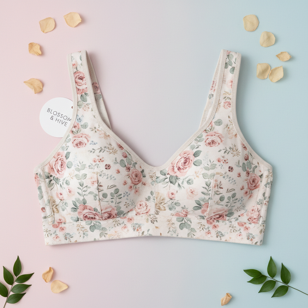 Women's Cotton Bra – Printed Floral Design